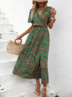 Rochie Midi Amela Verde Inflorata - imagine 3