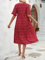 Rochie Midi Trille Rosie Cu Inimioare Albe - imagine 2