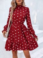 Rochie Scurta Viola Rosie cu Inimioare Albe