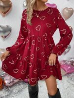 Rochie Scurta Bonde Rosie cu Inimioare