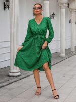 Rochie Midi Calipso Verde cu Print Geometric