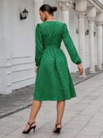 Rochie Midi Calipso Verde cu Print Geometric - imagine 2