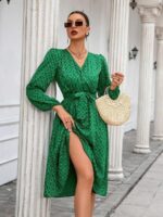 Rochie Midi Calipso Verde cu Print Geometric - imagine 3