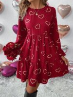 Rochie Scurta Bonde Rosie cu Inimioare - imagine 3