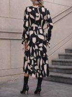 Rochie Midi Zilly Neagra Cu Imprimeu Alb - imagine 2