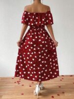 Rochie Lunga Adri Rosie cu Inimioare Albe - imagine 2