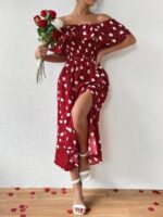 Rochie Lunga Adri Rosie cu Inimioare Albe - imagine 3