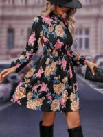 Rochie Scurta Eleanor Neagra Inflorata - imagine 3