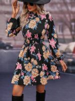 Rochie Scurta Eleanor Neagra Inflorata - imagine 4