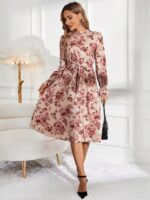Rochie Midi Nikie Roz Inflorata - imagine 3