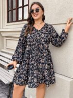 Rochie Scurta Alland Neagra Inflorata - Marimi Mari - imagine 3