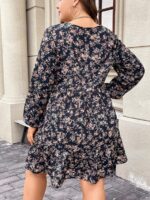 Rochie Scurta Alland Neagra Inflorata - Marimi Mari - imagine 2