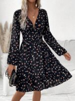 Rochie Scurta Dolfina Neagra Inflorata