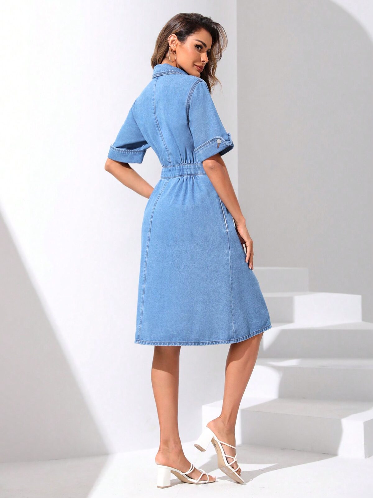 Rochie Scurta Miglena Din Denim Cu Nasturi - imagine 2