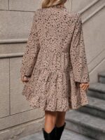 Rochie Scurta Palmas Bej cu Floricele Negre - imagine 2