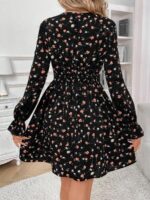 Rochie Scurta Attiny Neagra cu Flori - imagine 2