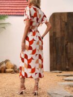 Rochie Midi Simoni Alba Cu Imprimeu Geometric Multicolor - imagine 2