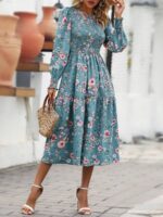 Rochie Midi Zolin Bleu Inflorata - imagine 3