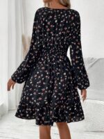 Rochie Scurta Dolfina Neagra Inflorata - imagine 2
