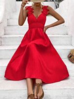 Rochie Lunga Turina Rosie Cu Bretele - imagine 3