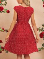 Rochie Scurta Laila Rosie Cu Inimioare Albe - imagine 2