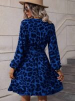 Rochie Scurta Dante Albastra Cu Model Leopard Negru - imagine 2