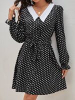 Rochie Scurta Sophea Neagra cu Inimioare Albe