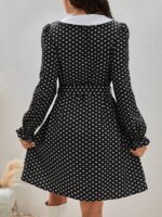 Rochie Scurta Sophea Neagra cu Inimioare Albe - imagine 2
