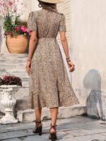 Rochie Midi Abella Crem Cu Imprimeu Negru - imagine 2