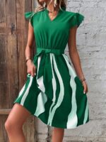 Rochie Scurta Maila Verde Cu Imprimeu Alb - imagine 3