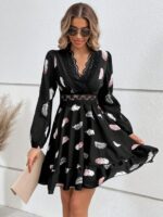 Rochie Scurta Pavle Neagra Cu Pene Multicolore