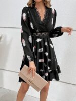 Rochie Scurta Pavle Neagra Cu Pene Multicolore - imagine 3