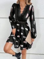 Rochie Scurta Pavle Neagra Cu Pene Multicolore - imagine 4