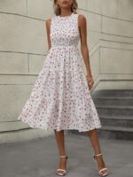 Rochie Midi Aldora Alba Inflorata - imagine 3