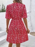Rochie Scurta Benima Rosie Cu Model Floral Alb - imagine 2