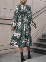 Rochie Lunga Azmina Verde Inchis Inflorata - imagine 2