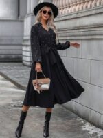 Rochie Midi Palmer Neagra Cu Perle