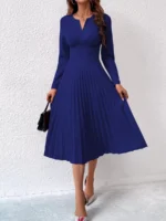 Rochie Midi Quinn Albastra Cu Pliuri