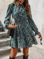 Rochie Scurta Alive Albastra Cu Model Floral