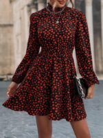 Rochie Scurta Vergara Neagra Cu Imprimeu Rosu