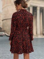 Rochie Scurta Vergara Neagra Cu Imprimeu Rosu - imagine 2