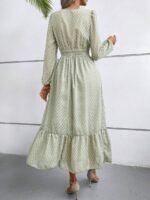 Rochie Lunga Zisa Khaki Cu Model Geometric - imagine 3