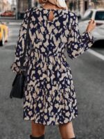 Rochie Scurta Donya Albastru Inchis Cu Imprimeu Crem - imagine 2
