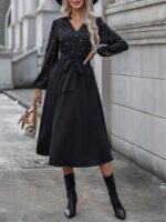 Rochie Midi Palmer Neagra Cu Perle - imagine 3