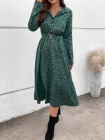 Rochie Midi Dortea Vernil Cu Imprimeu Dalmatian Negru - imagine 3