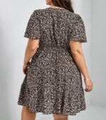 Rochie Scurta Dortea Neagra Inflorata - Marimi Mari - imagine 2