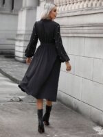 Rochie Midi Palmer Neagra Cu Perle - imagine 2