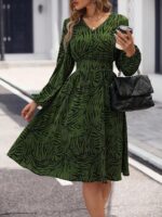 Rochie Midi Amara Cu Imprimeu Negru