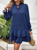 Rochie Scurta Basma Albastra Cu Buline Albe