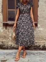 Rochie Midi Buster Neagra Inflorata